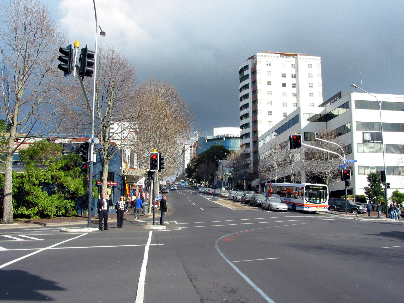 Downtown Auckland under stormy skies