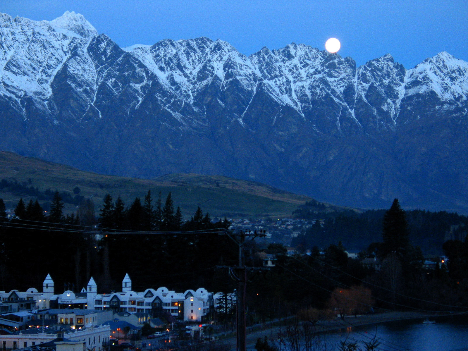 Moon rising over Queenstown