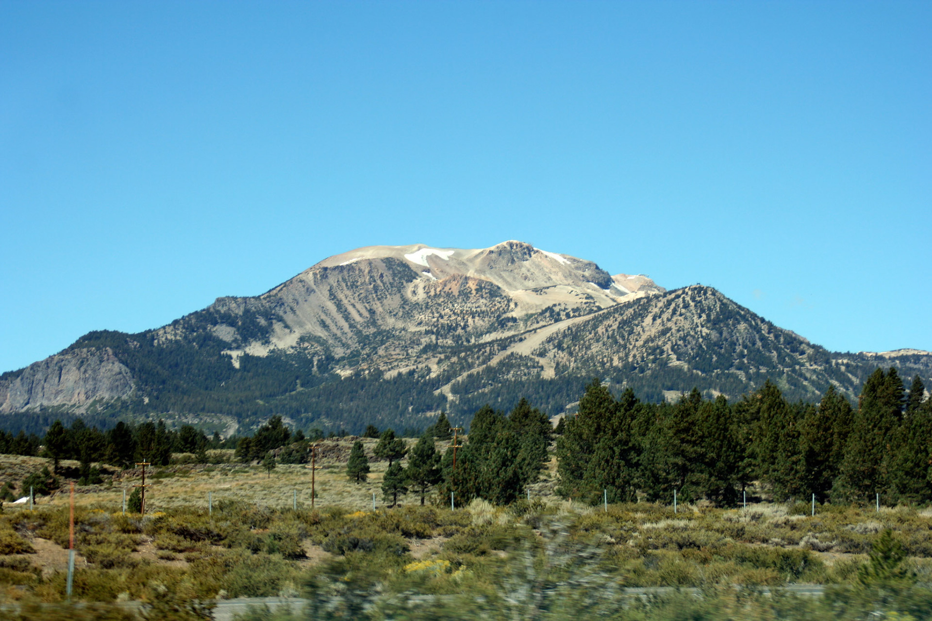 Mammoth Mountain, brown and bare for the summer