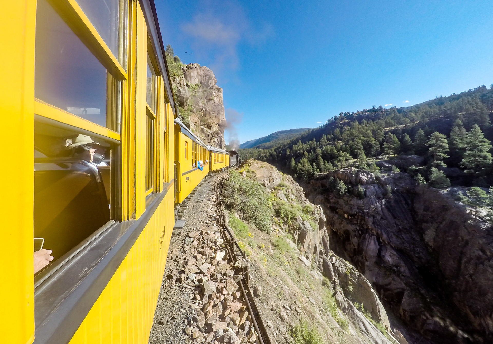 Taking the Durango &amp; Silverton Narrow Gauge Railroad Train to our dropoff point for the backpacking trip.