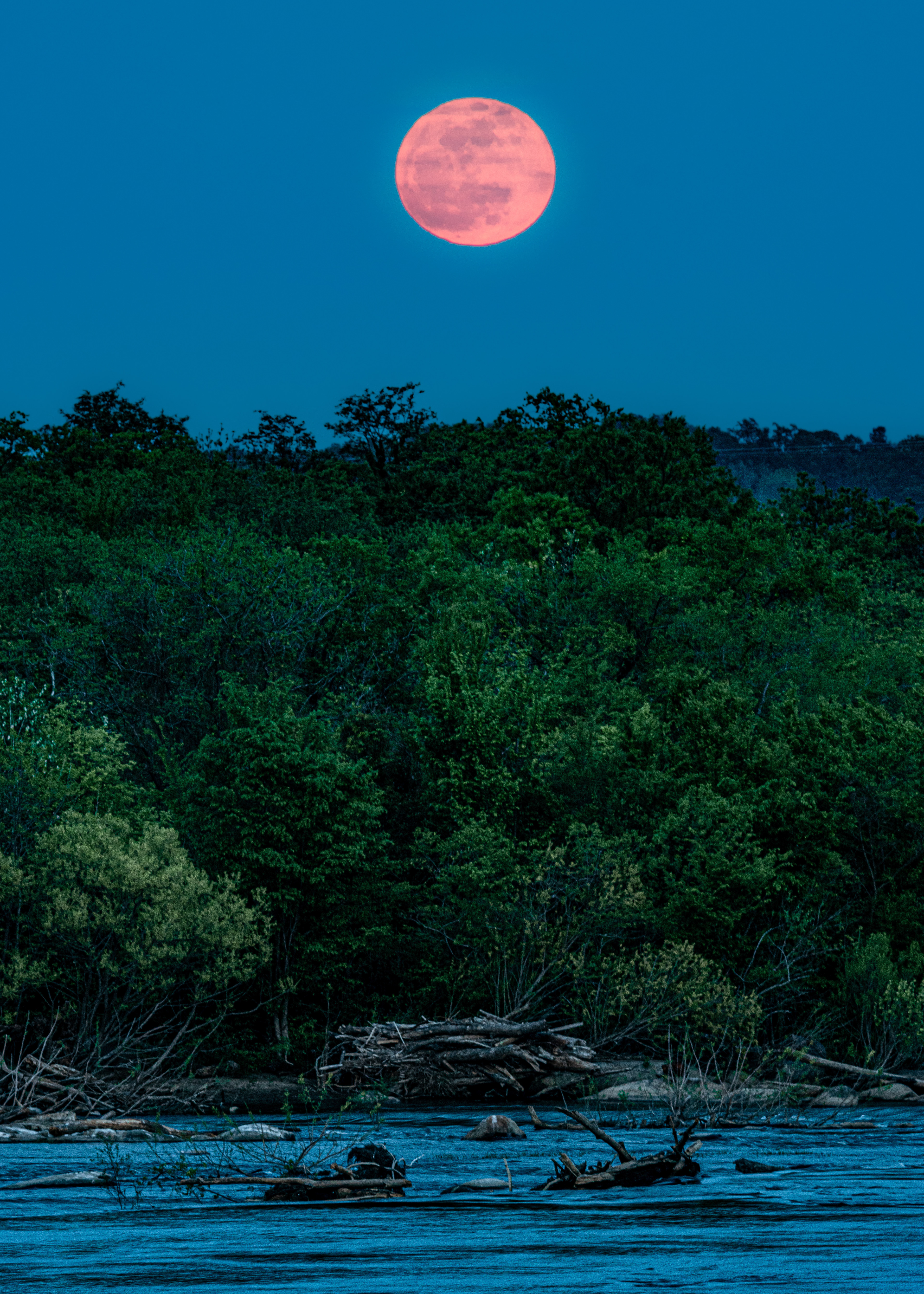 Pink Moon over the James River