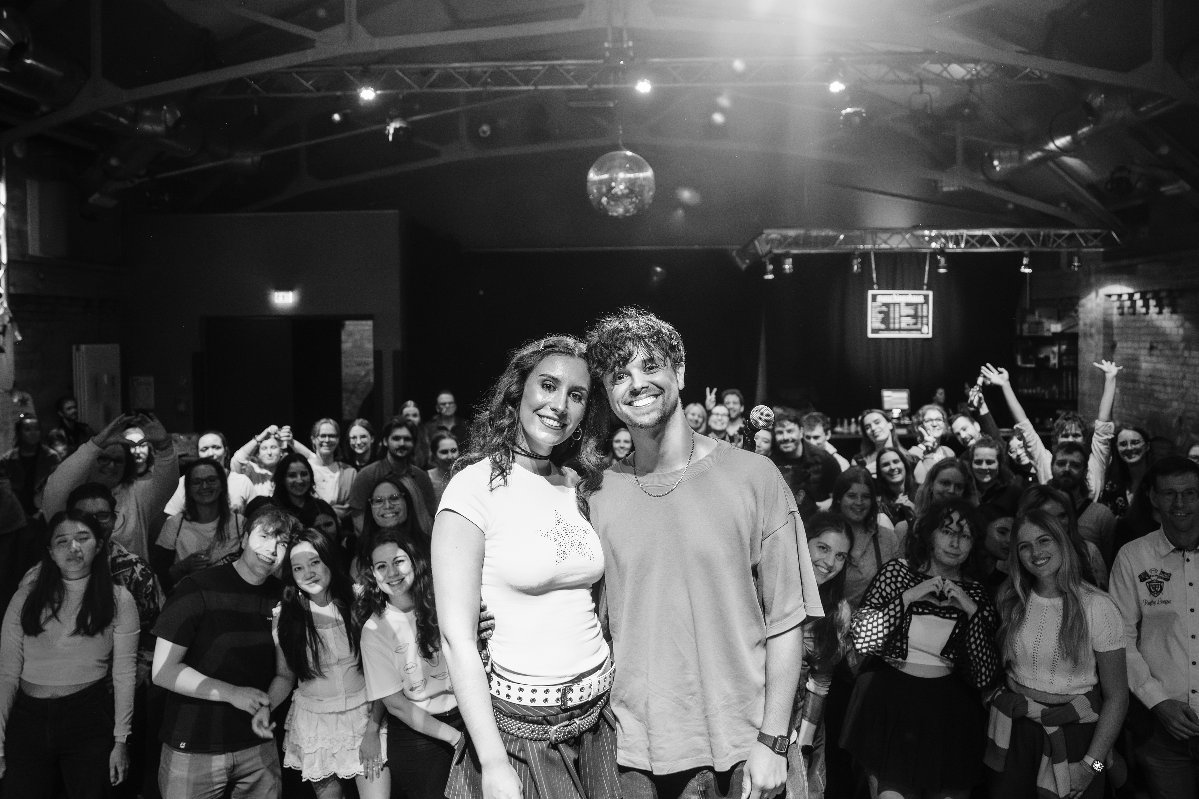 cristina and louis (drummer) with fans