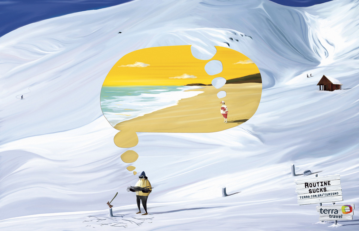 Terra Viagens – "Routine Sucks" Gold – Cannes Lions Festival (Press) Silver – Cannes Lions Festival (Poster) GP – Abril Awards (Premio Abril de Publicidade) Gold – Clio Awards (Press) Gold – Clio Awards (Poster) 2 Silvers – London International Awards (Press) 2 Silvers – London International Awards (Poster) 2 Silvers - Andy Awards 2 In Book – OneShow (Press) In Book – OneShow (Poster) Silver – FIAP (Press) GP – El Ojo (Press) GP – El Ojo (Poster) 2 Golds – El Ojo (Press) 2 Golds – El Ojo (Poster) Silver - El Ojo (Press) Bronze – El Ojo (Poster) Gold – New York Festival (Poster) Silver – New York Festival (Poster) Bronze – New York Festival (Press) Silver - Creative Club of Sao Paulo Annual Silver – Brazilian Associations Advertising (Press) Silver – Brazilian Associations Advertising (Poster) In Book – Communication Arts Gold – ANJ