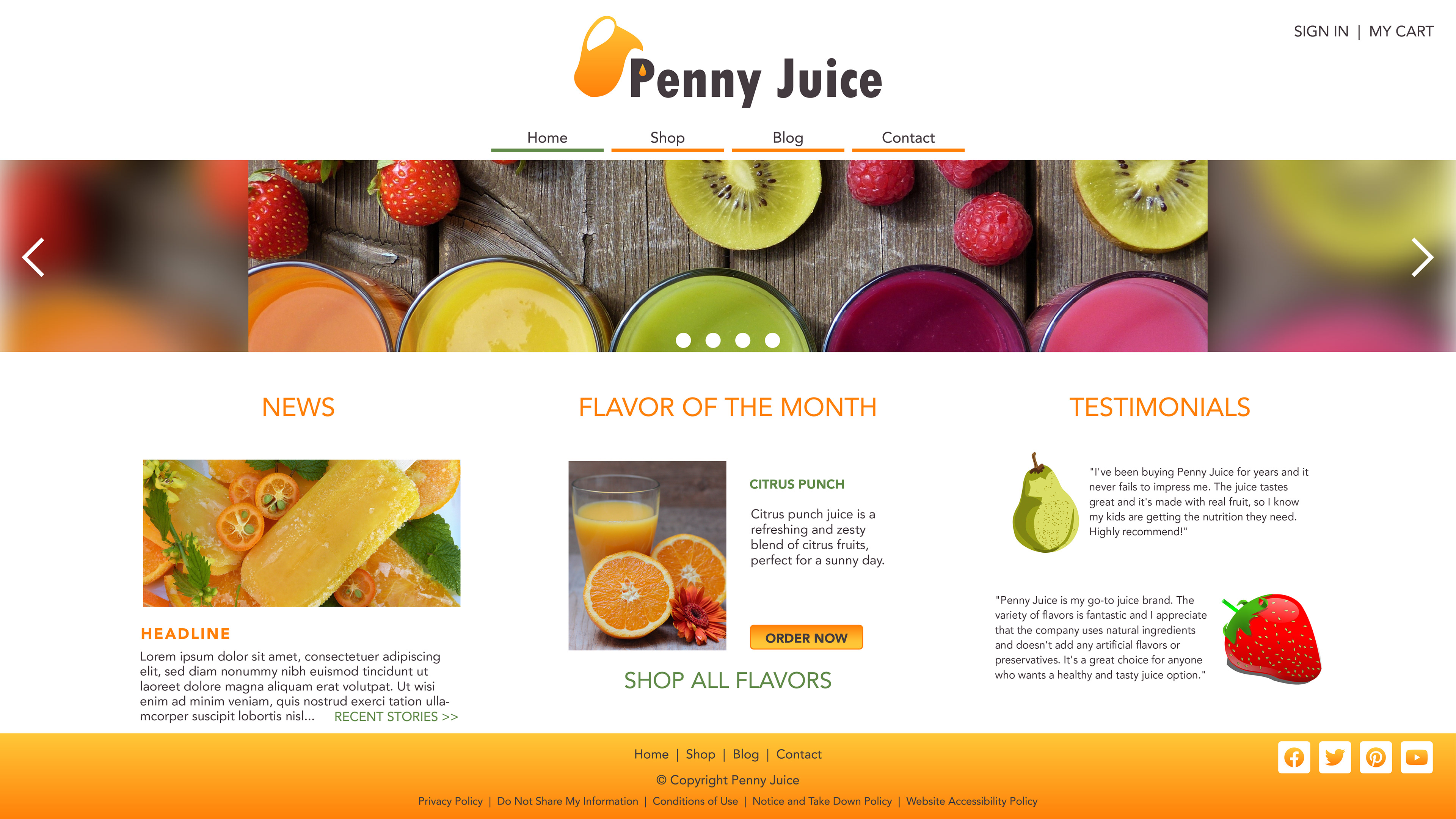 Penny Juice Website redesign comp