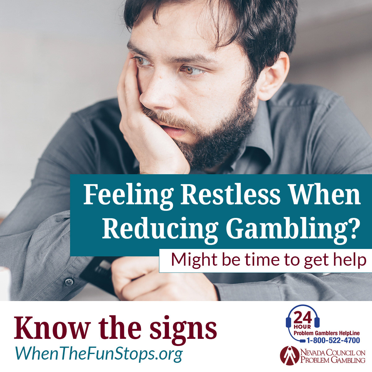 Social Media post for a brand awareness campaign for the Nevada Council on Problem Gambling 