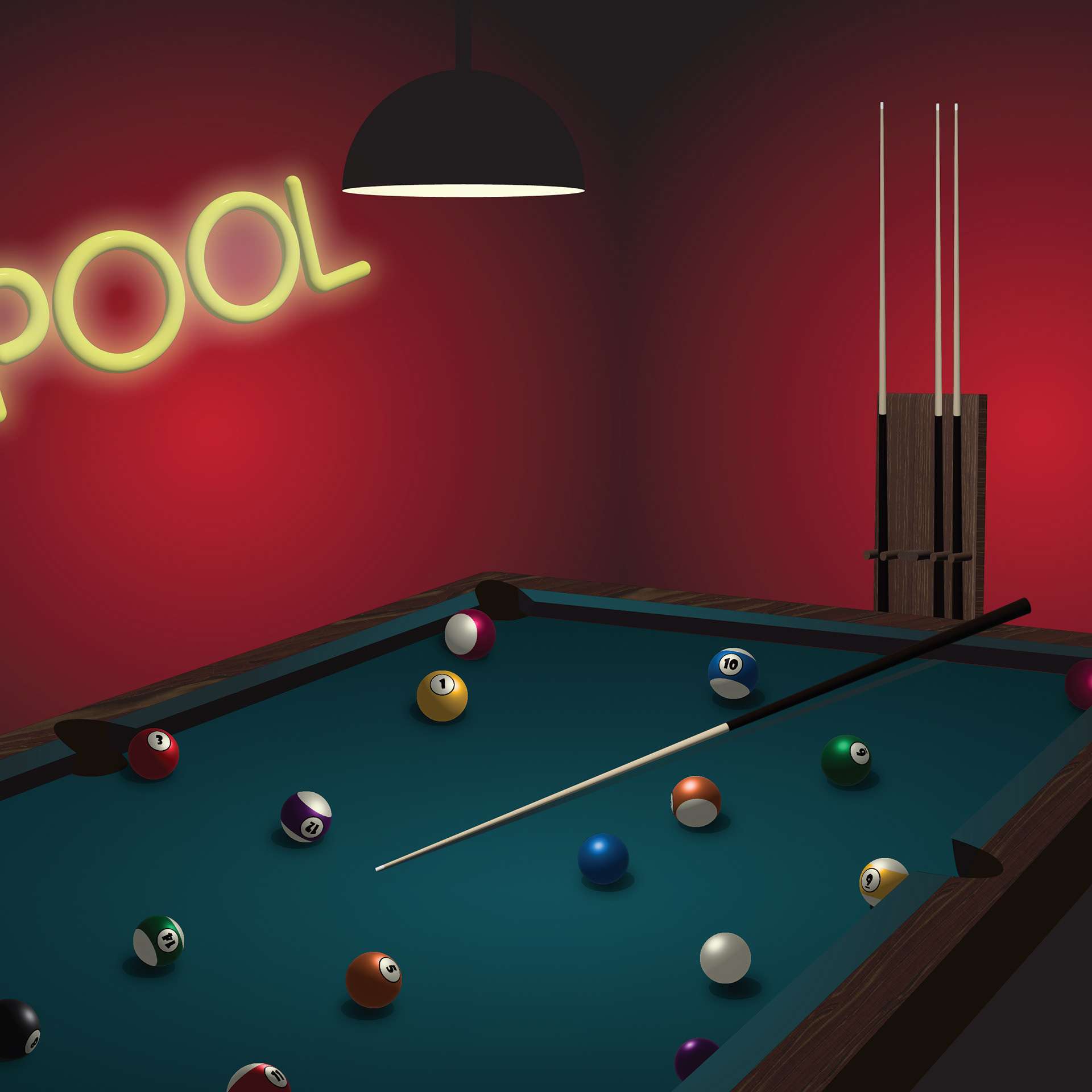 Pool table designed using 3D Materials in Adobe Illustrator
