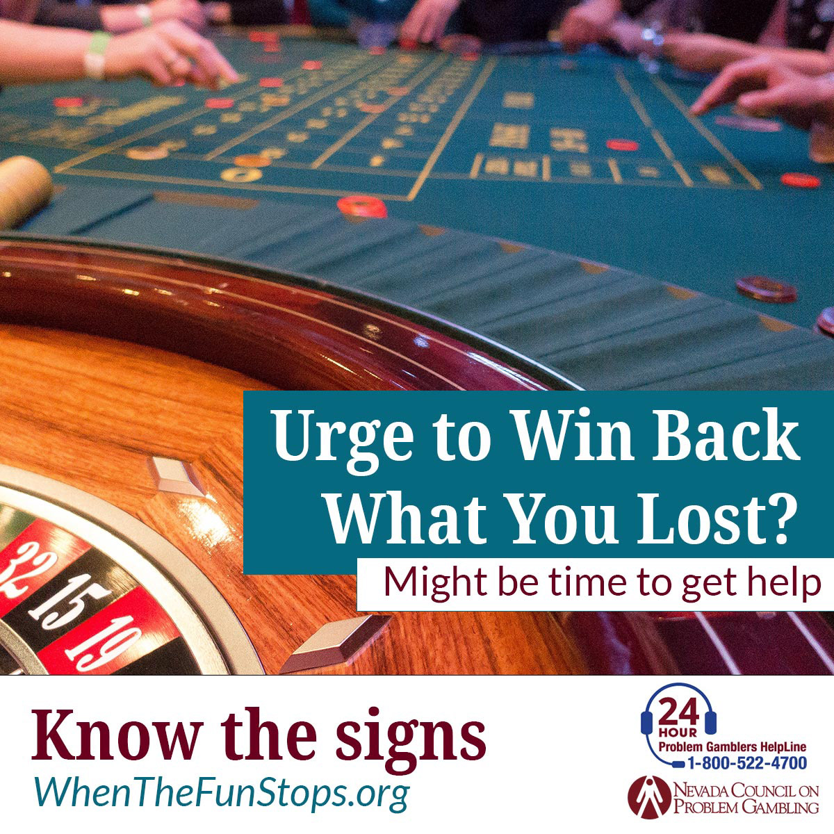 Social Media post for a brand awareness campaign for the Nevada Council on Problem Gambling 