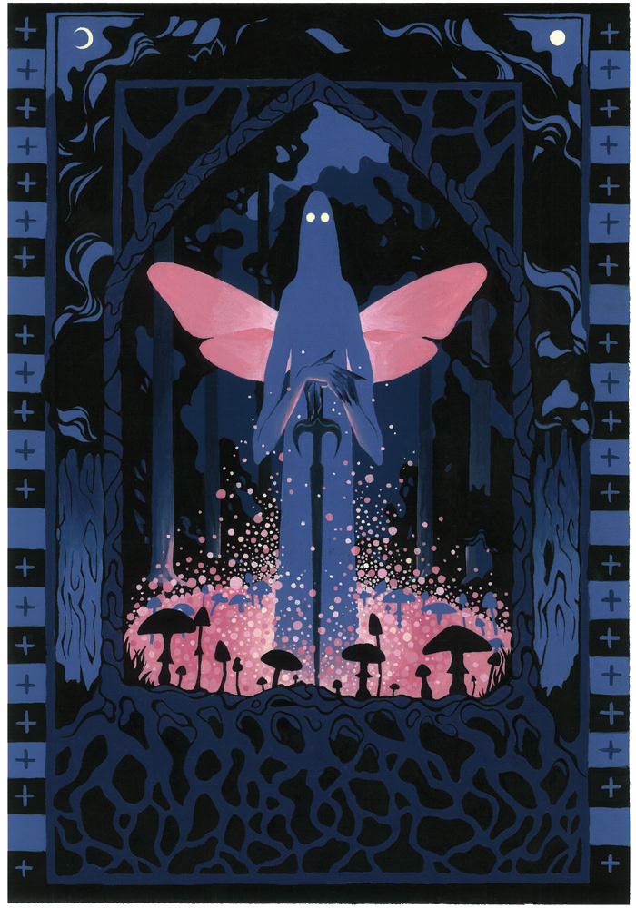 "Fae Circle" Acrylic paint and Ink on Paper.