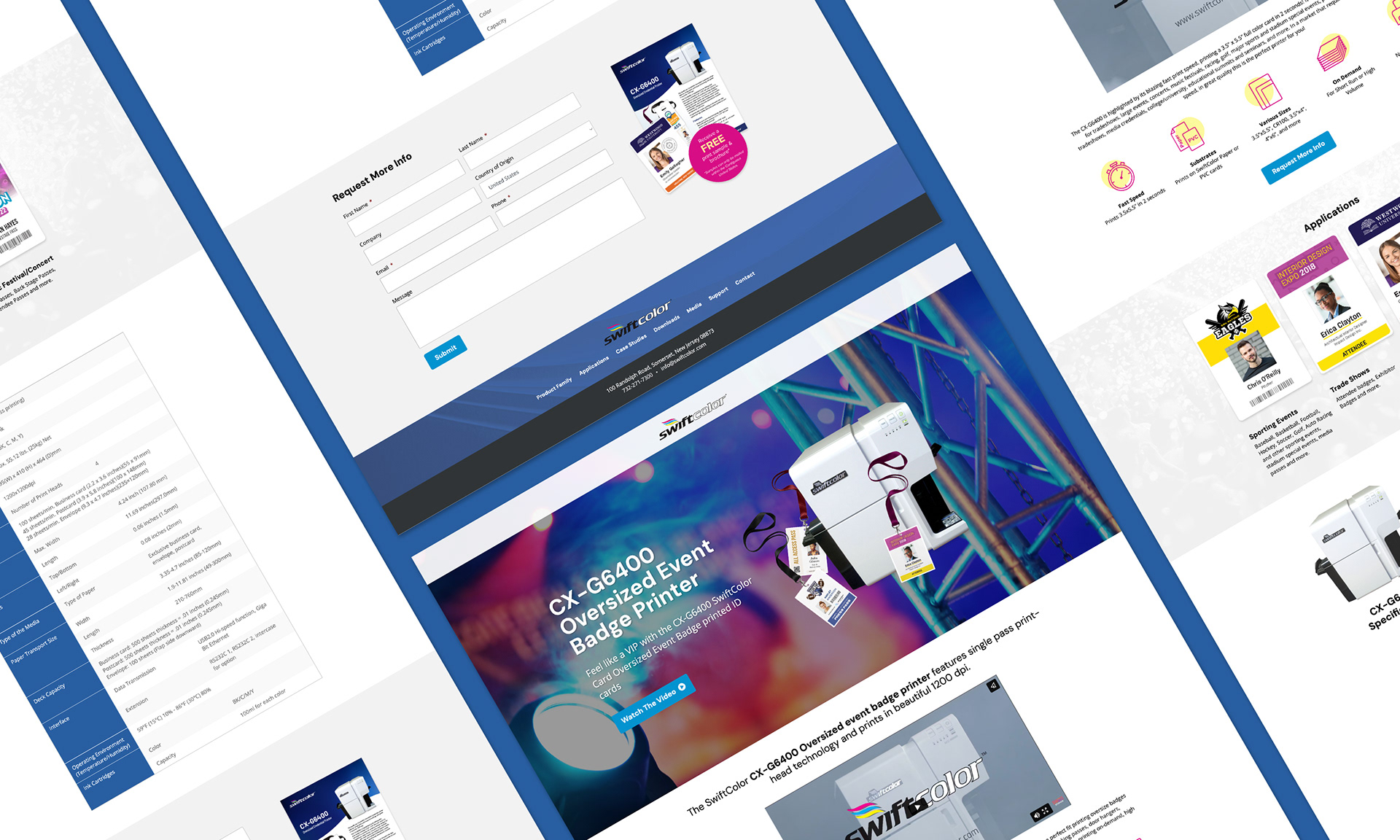 Website screenshots arranged in a diagonal layout
