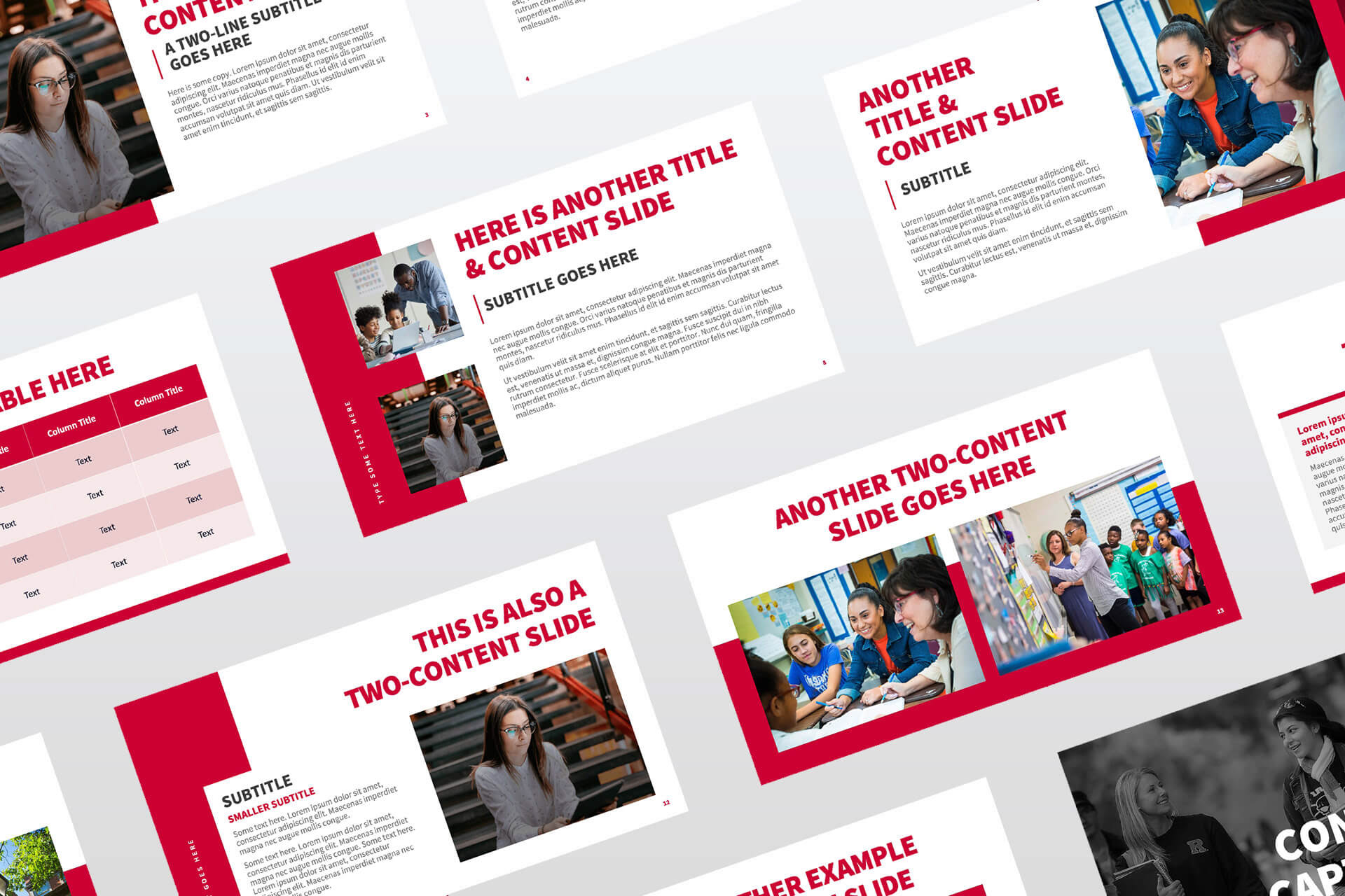 Powerpoint slides laid out diagonally