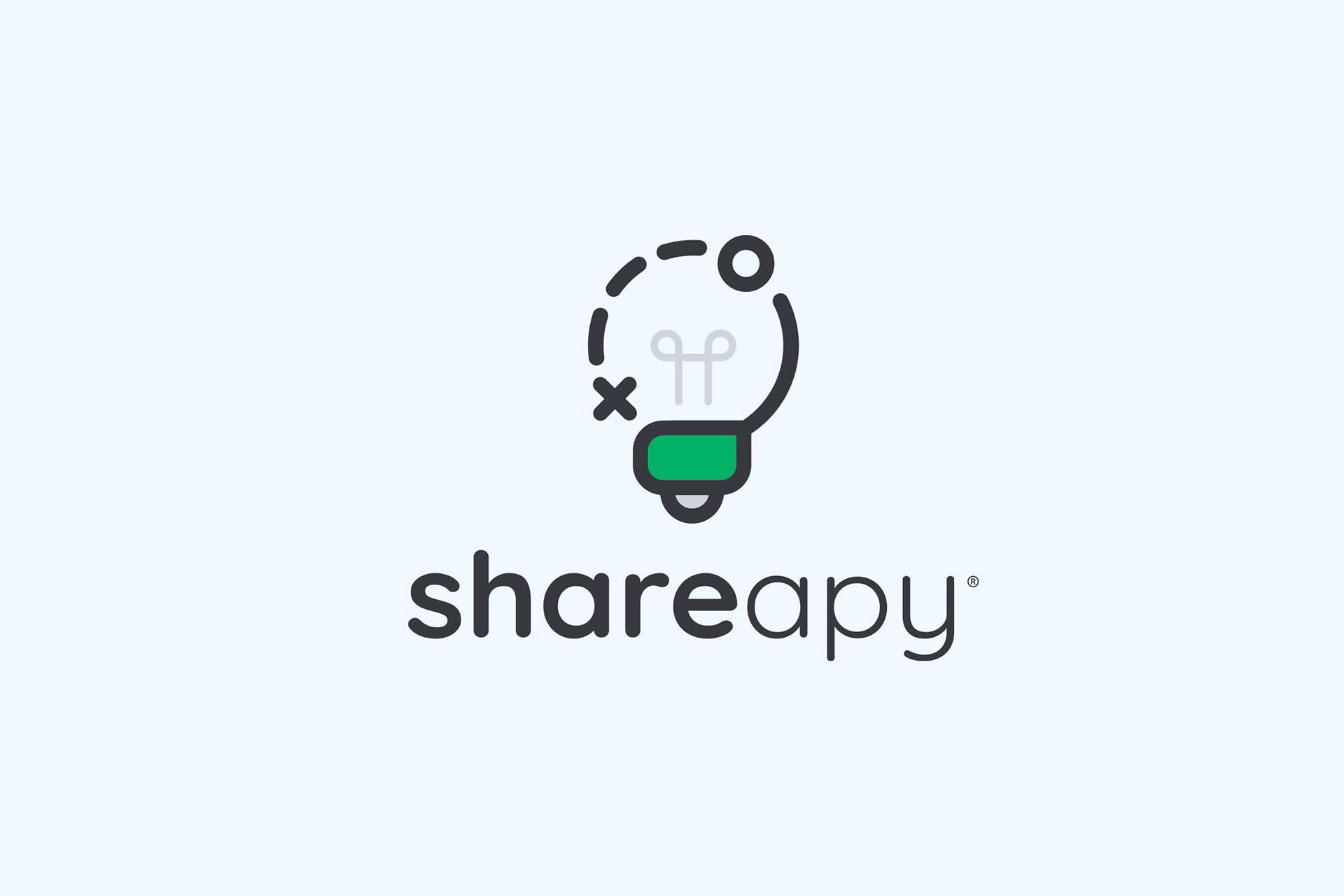 Shareapy logo on a light blue background