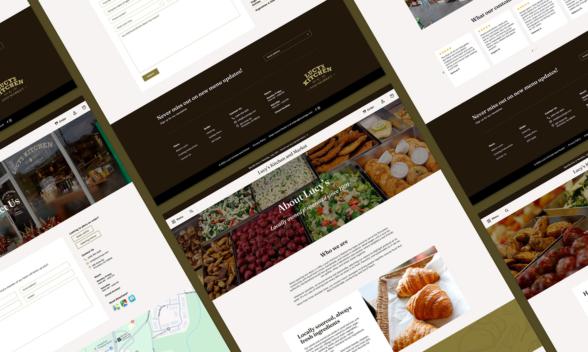 Diagonal layout of website screens