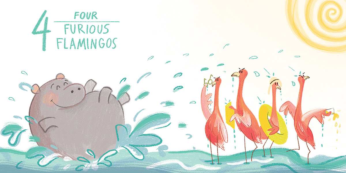 Four Furious Flamingos - Written by Kelly Bourne Illusrated by Aparna Varma