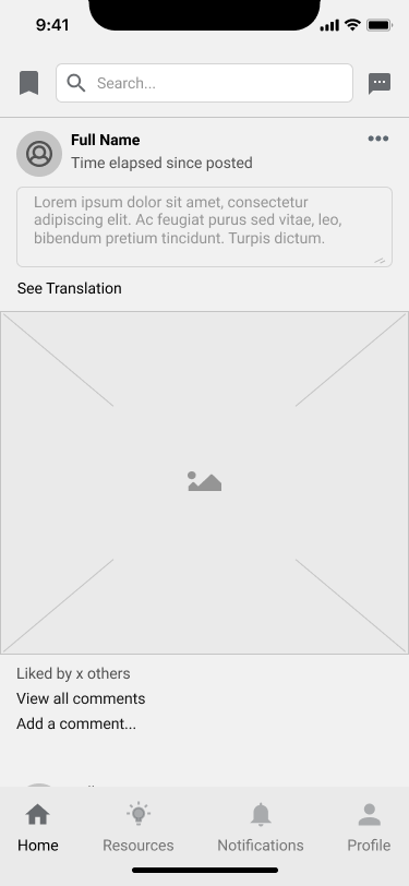 Home Screen Wireframe