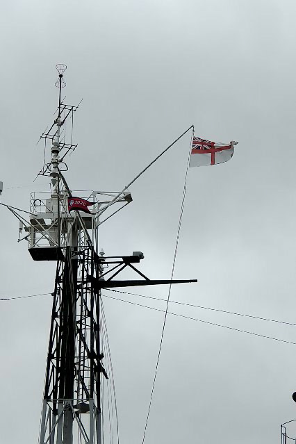 The 2020 National Flagship pennant flying at the mainmast