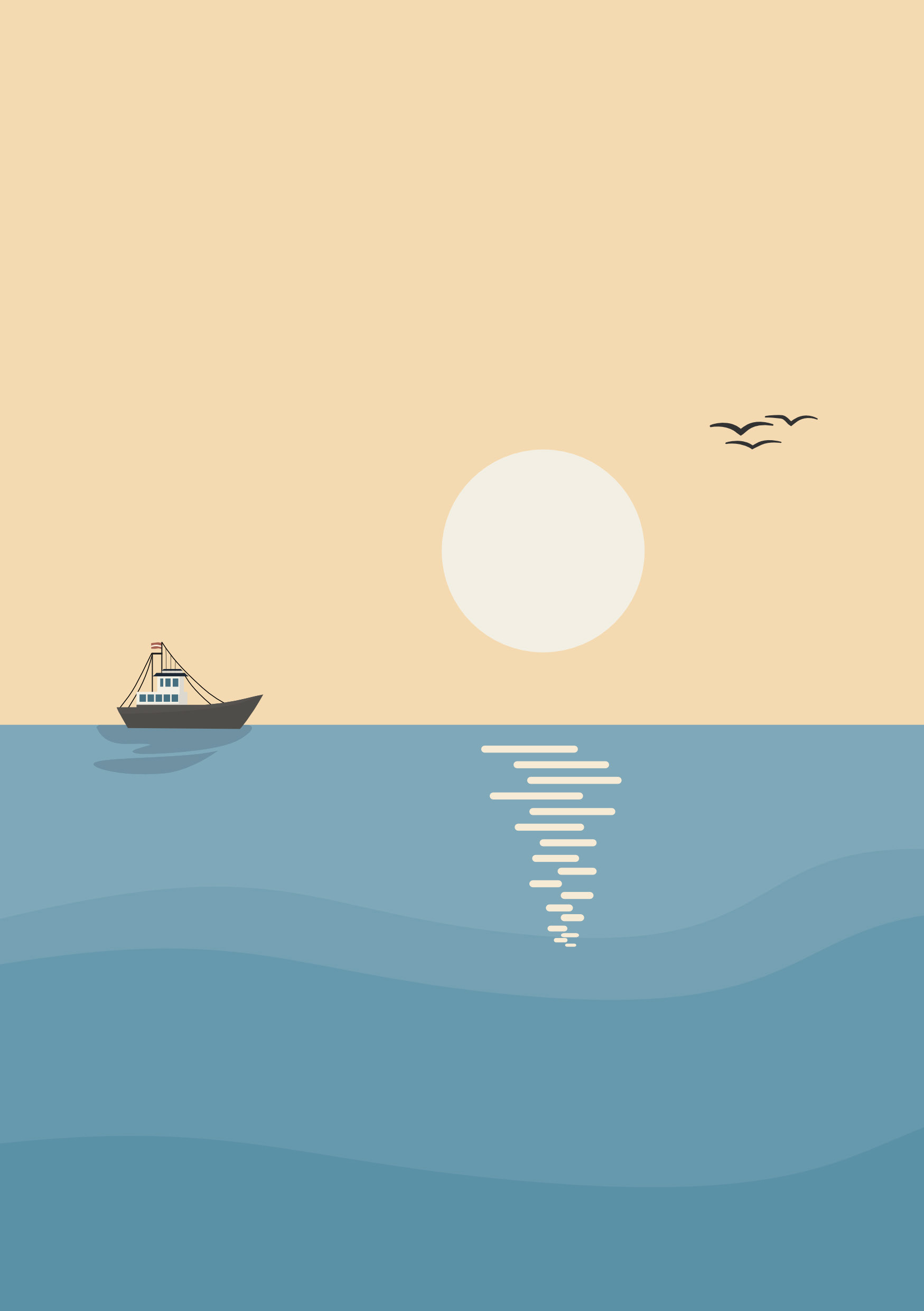 Boot bij ondergaande zon