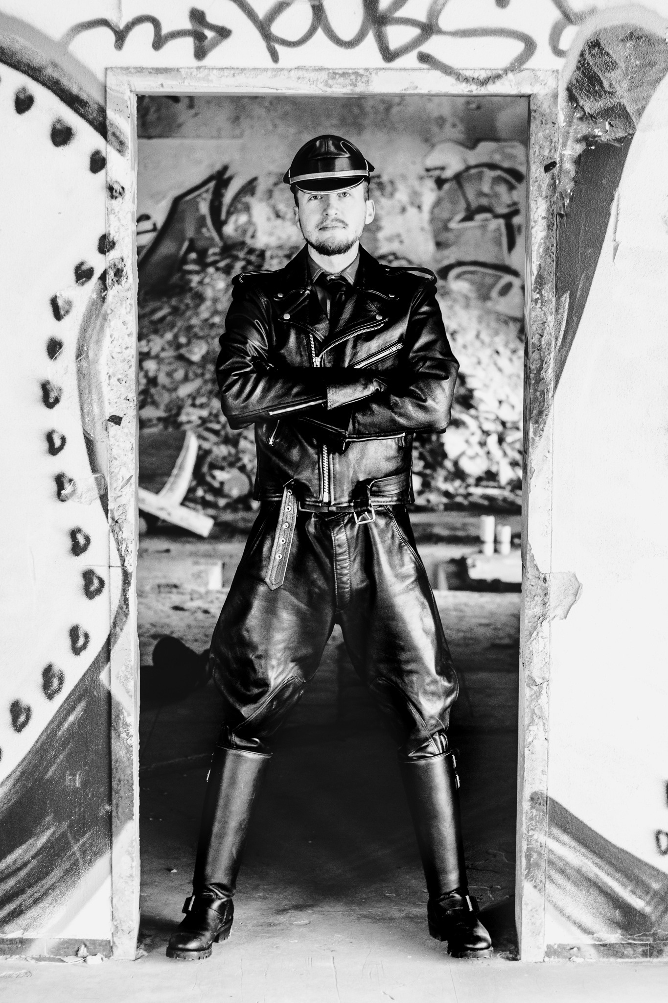 LEATHER PORTRAIT ABANDONED BUILDING