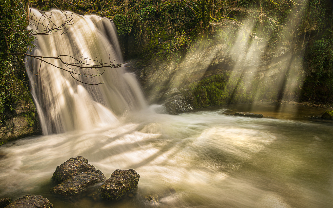 Light show at Janet's Foss, Malham