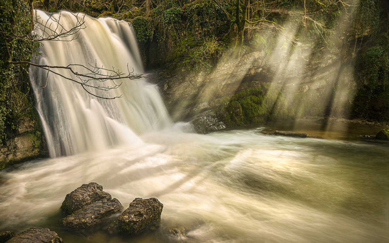 light show at Janet's Foss, malham