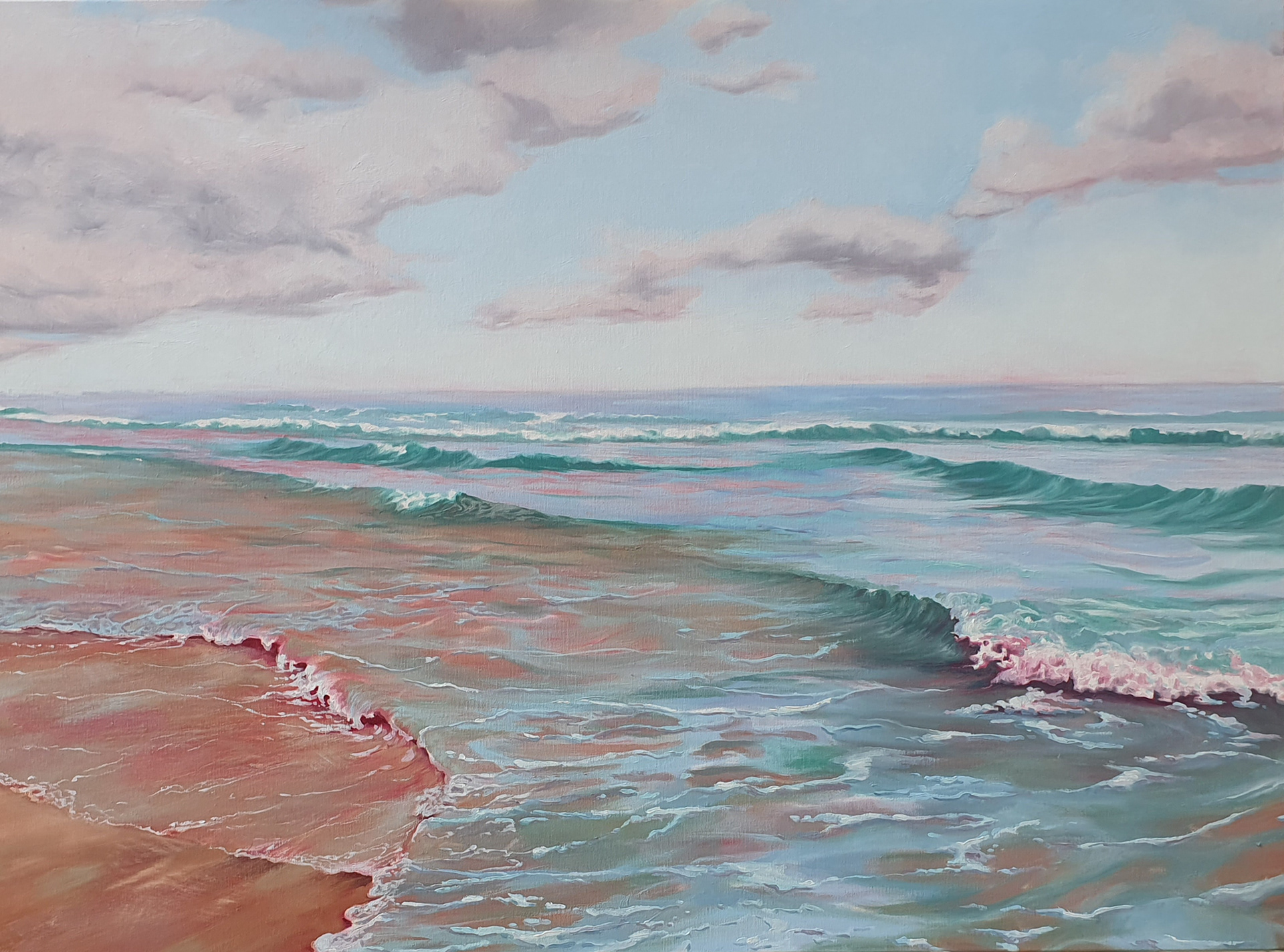  Wandering along Malvarosa beach 73x100