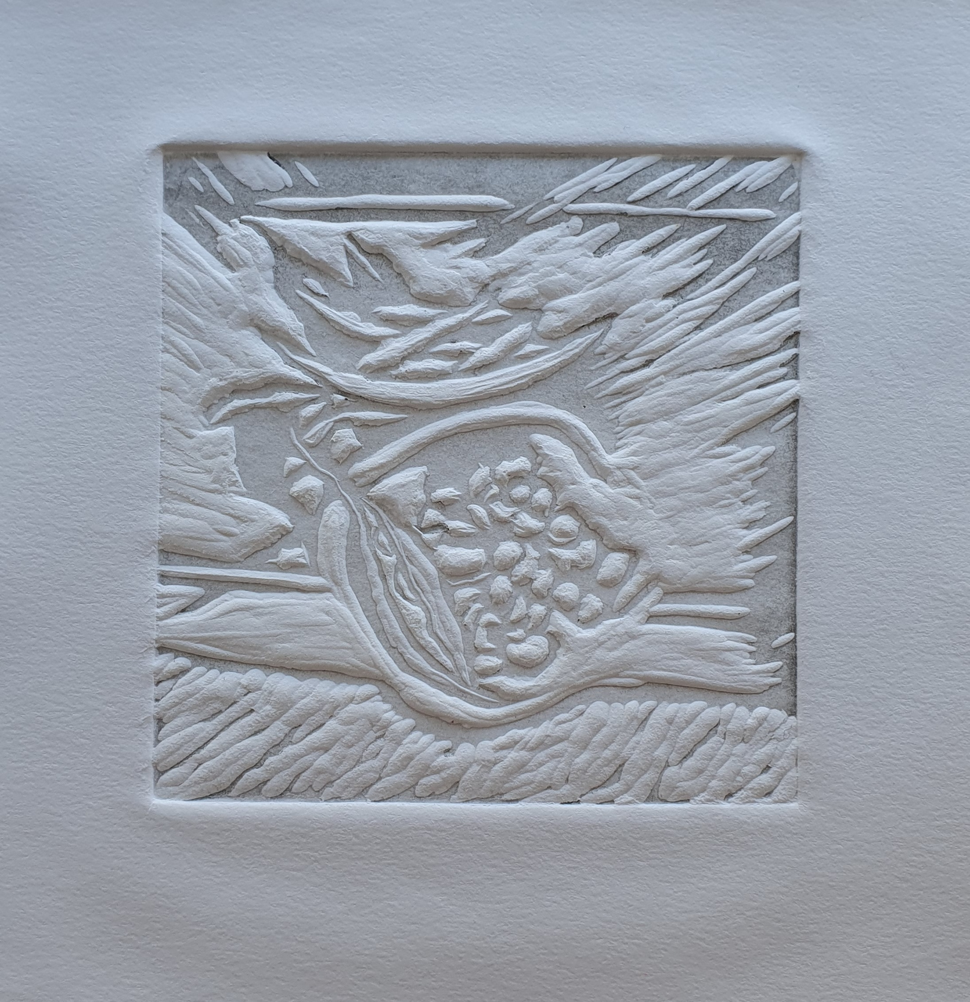 "Beans", linocut
