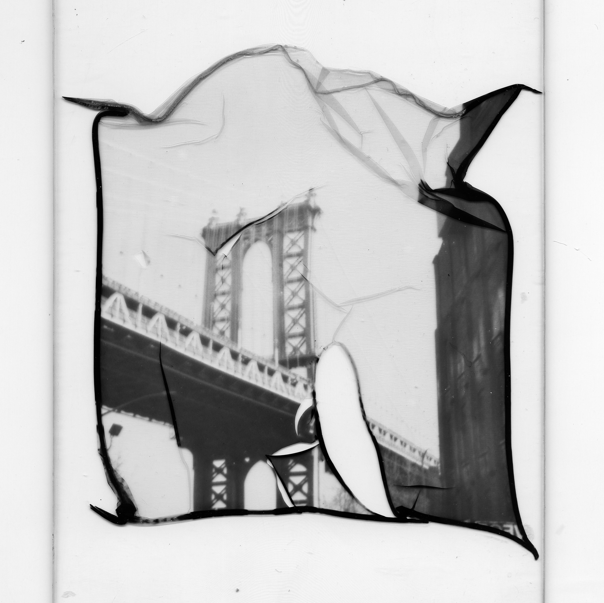 Emulsion Lift onto glass, 4” x 6”