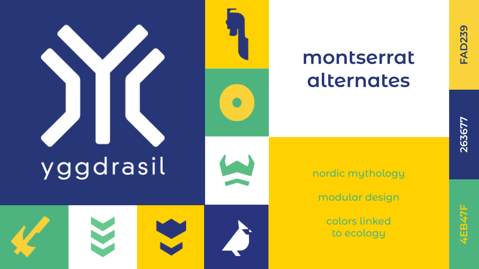 Yggdrasil has a colour scheme similar IKEA's one, with a soft green colour that inspires ecology. Its design is modular and uses shapes that evoke Nordic mythology.