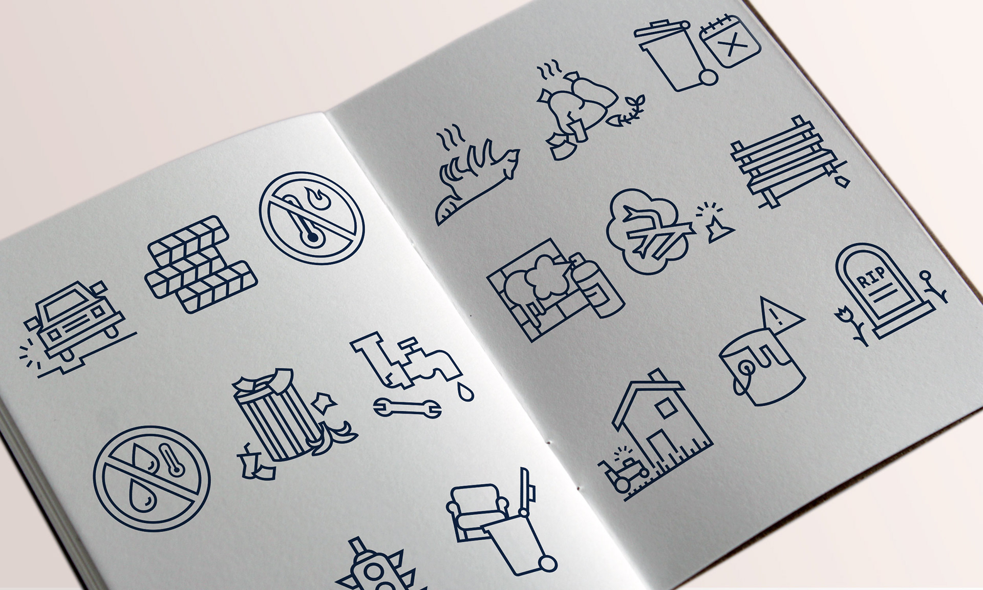 Each service request has a representative icon