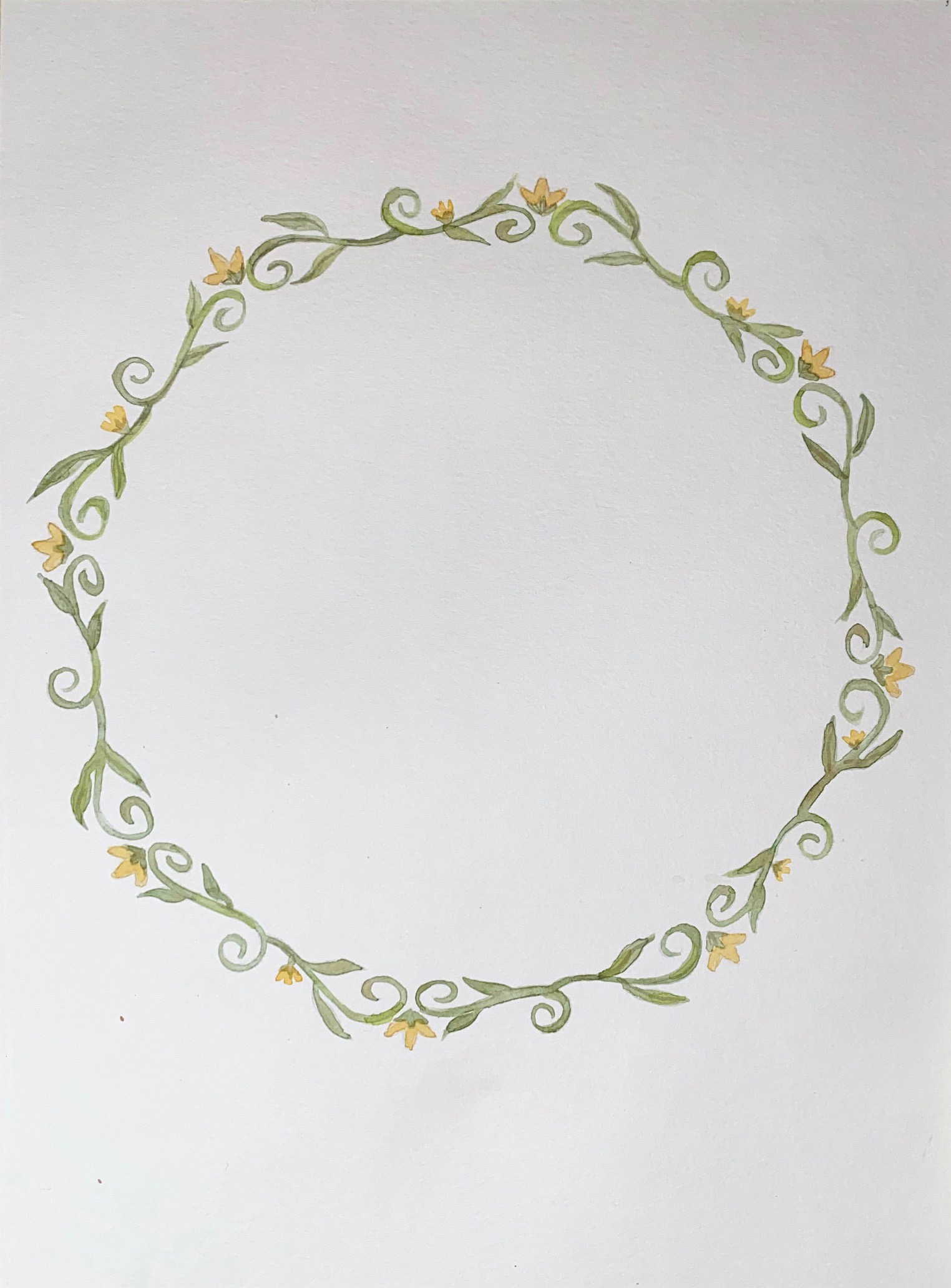 Border watercolor illustration.