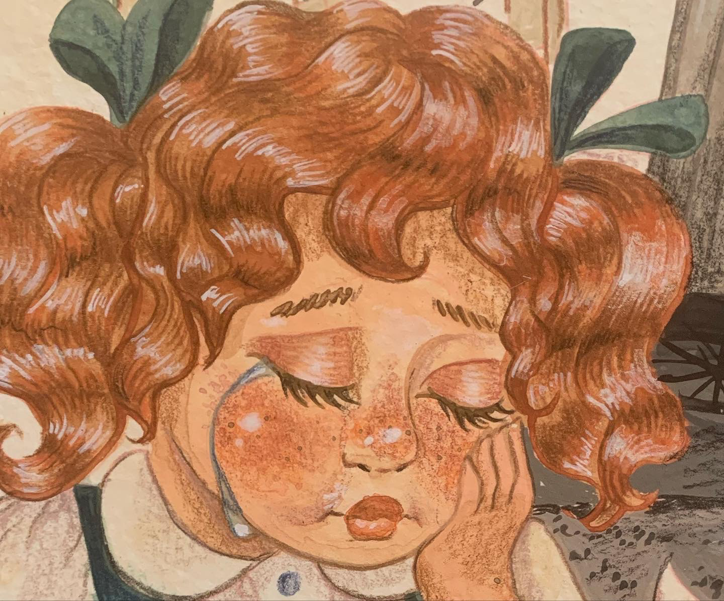 Closeup, face details.