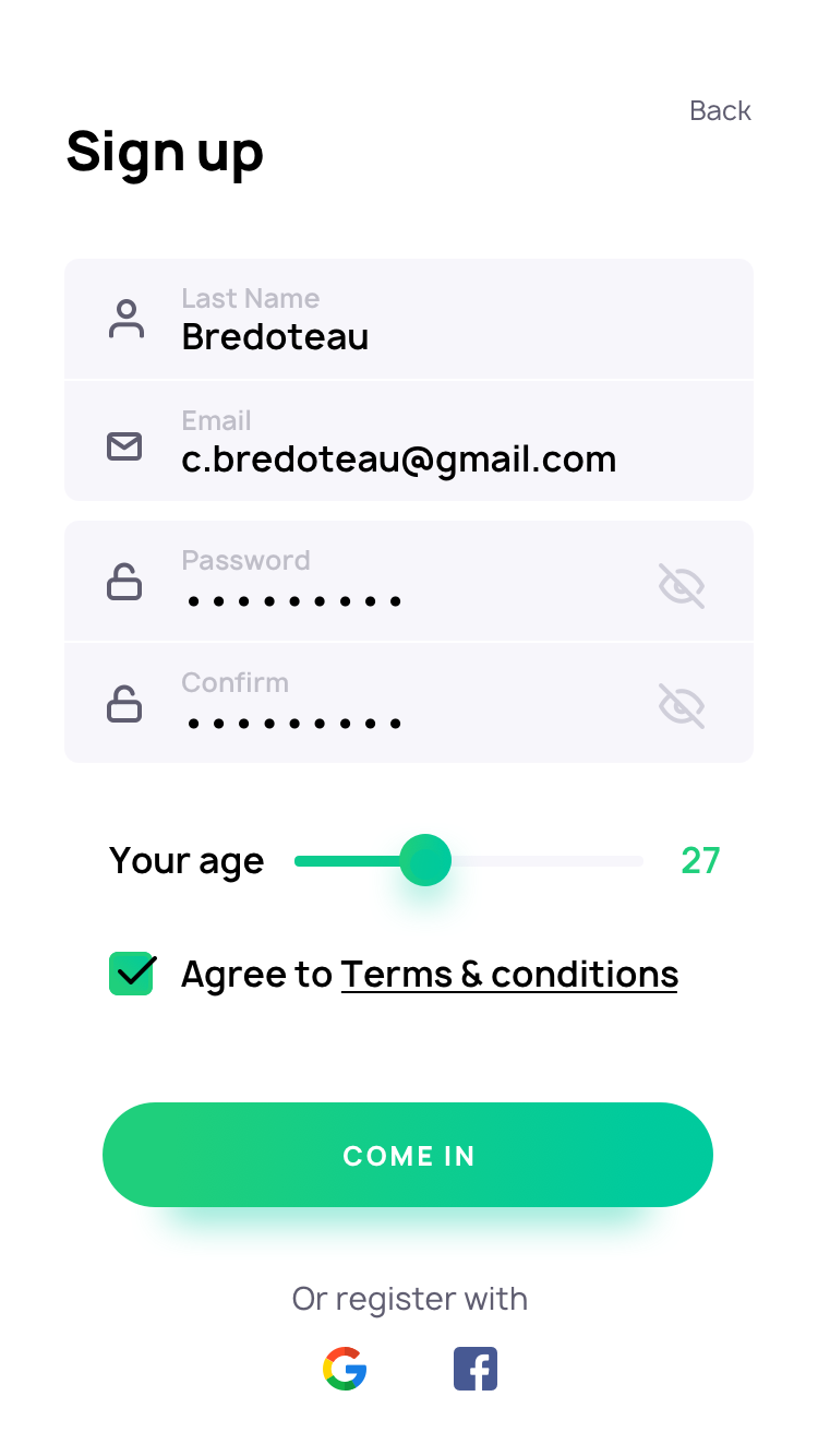 Création de compte