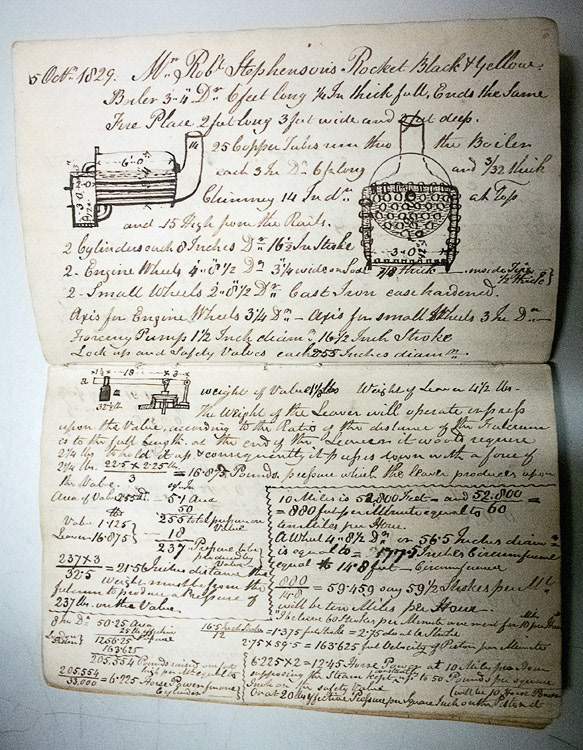 Rastrick's notebook - Rainhill Trials