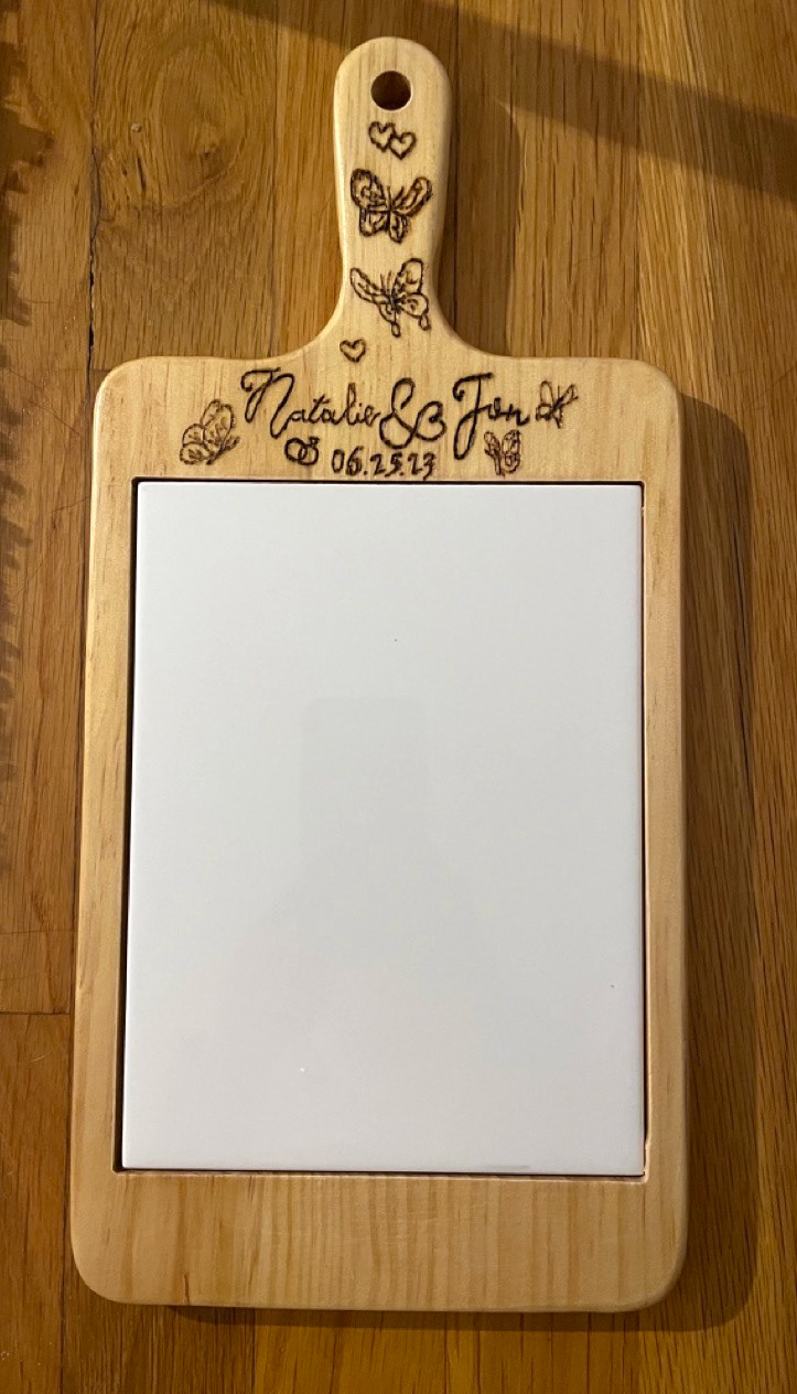woodburned charcuterie board