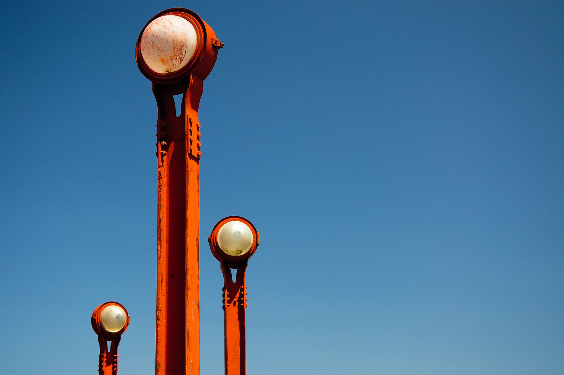 Mars Attack - Part of the Golden Gate Bridge's lighting in San Francisco, California, USA.