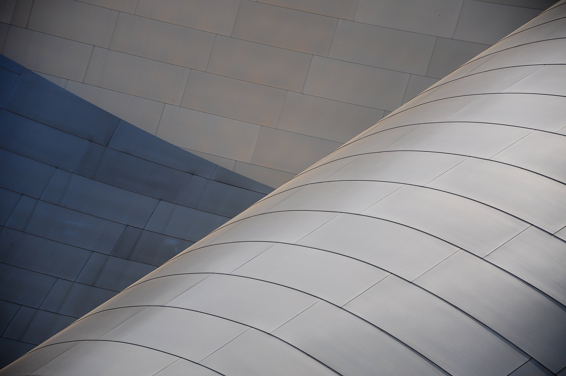 Diagonals - Details of the strange but interesting lines that shapes the Walt Disney Concert Hall building in Los Angeles, California, USA.