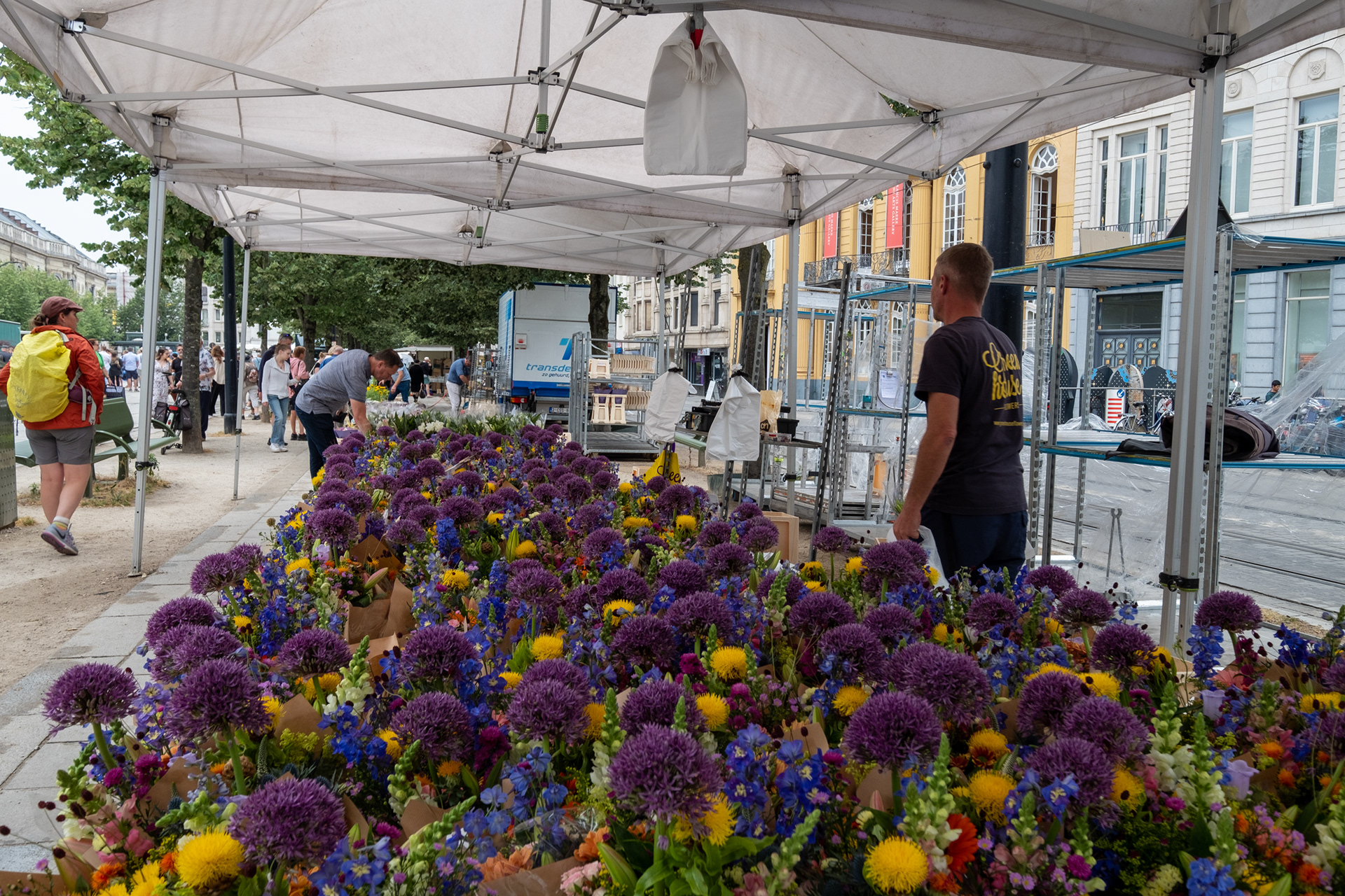 Plaza Kouter y mercado de flores (domingo) - Gante (Gent)