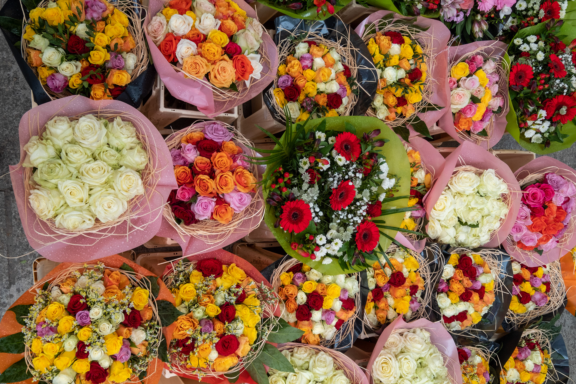 Plaza Kouter y mercado de flores (domingo)