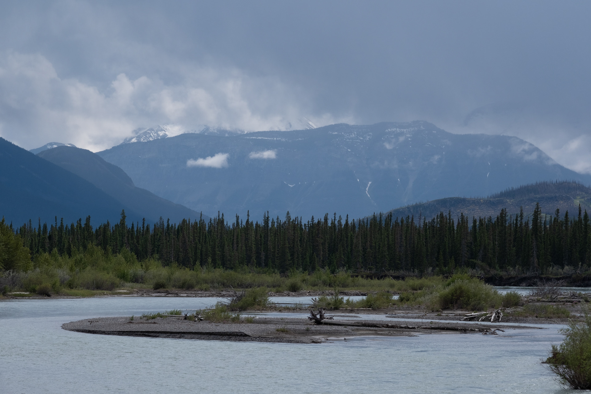 Parada en la ruta, entre Jasper y Hinton