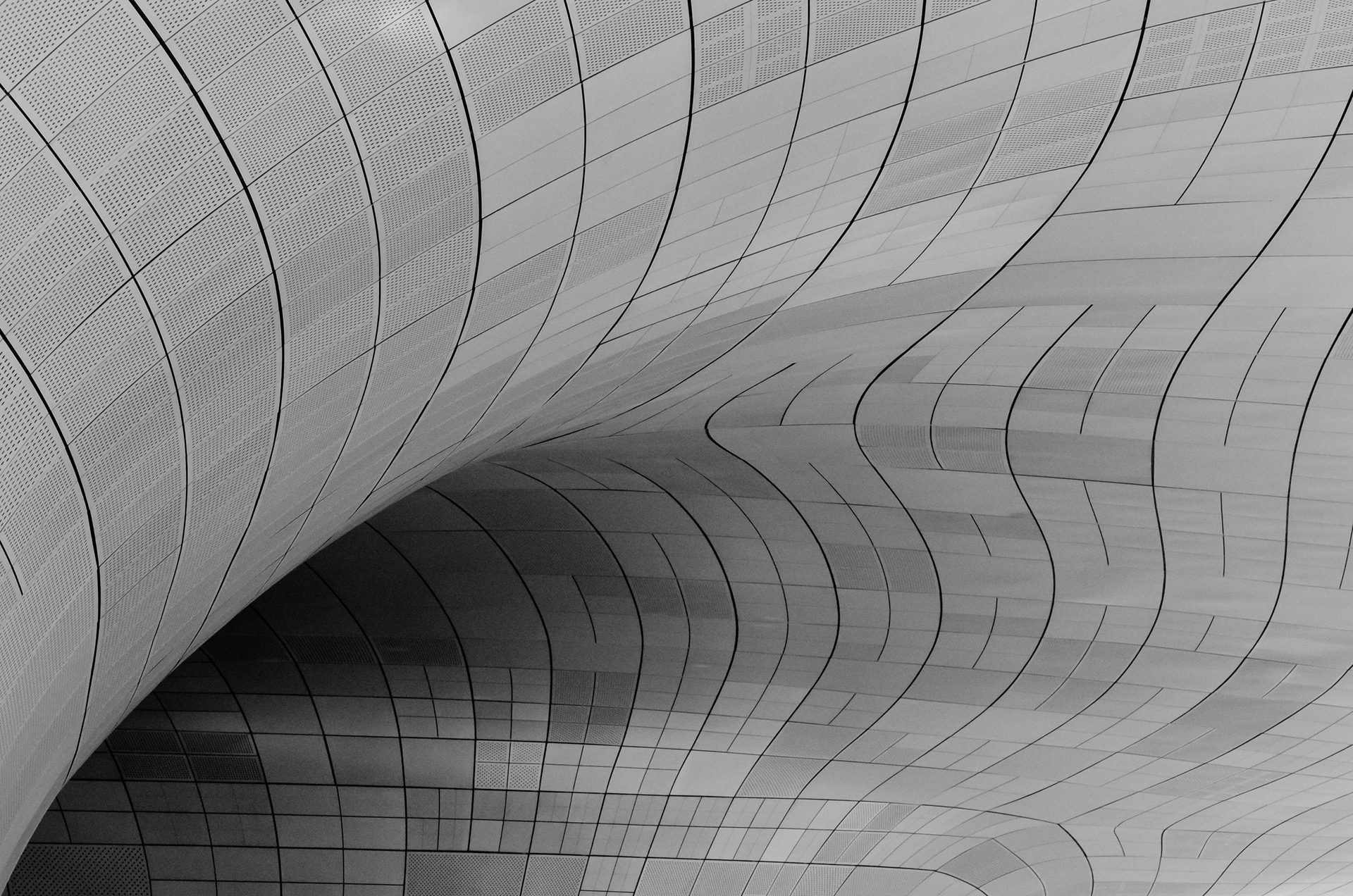 The Wave - Dongdaemun Design Plaza's main entrance. Seoul, South Korea.