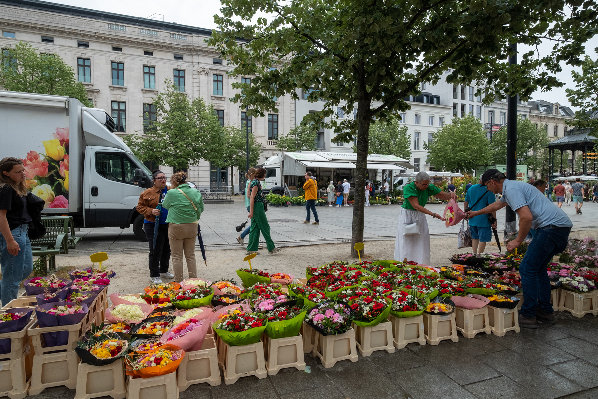 Plaza Kouter y mercado de flores (domingo)