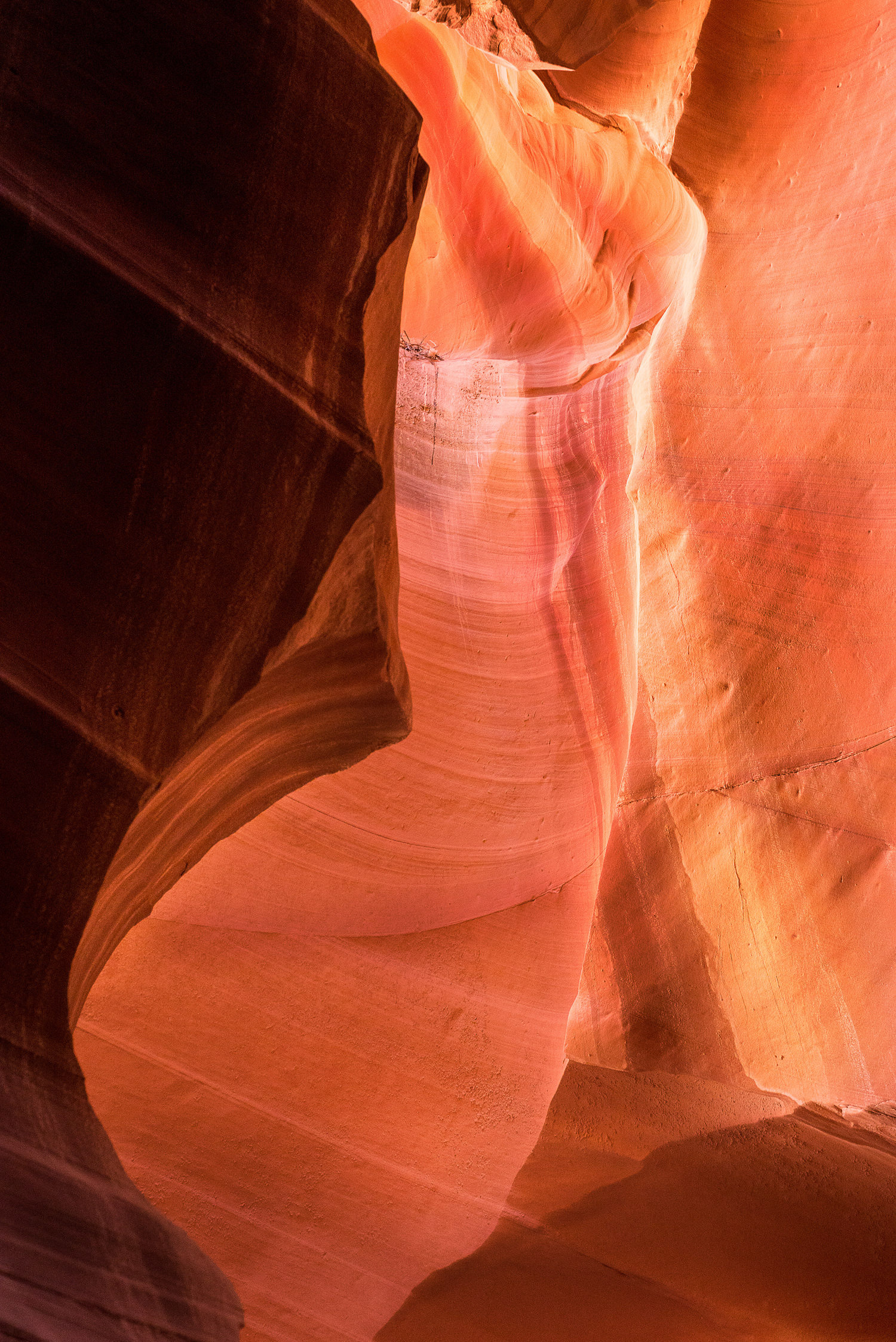 Abstract Antelope - Abstract rock formations with great reddish color tones at Antelope Canyon, near Page, Arizona, USA.