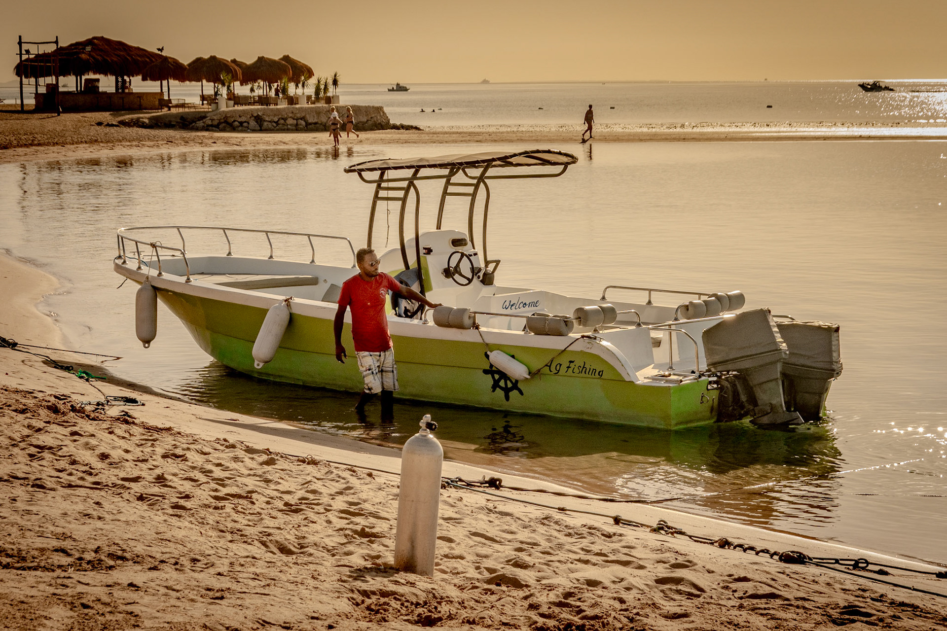 Speed boat on the beach in Egypt