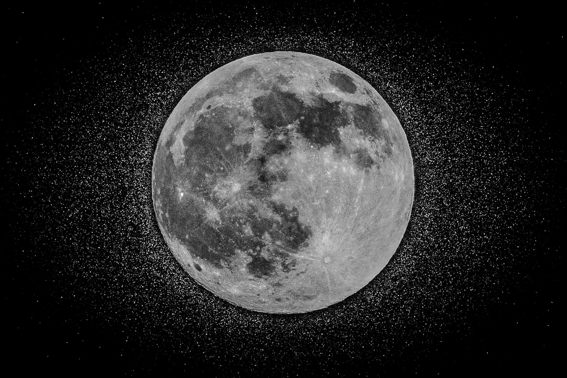 Beautiful shop of the full moon with surrounding stars