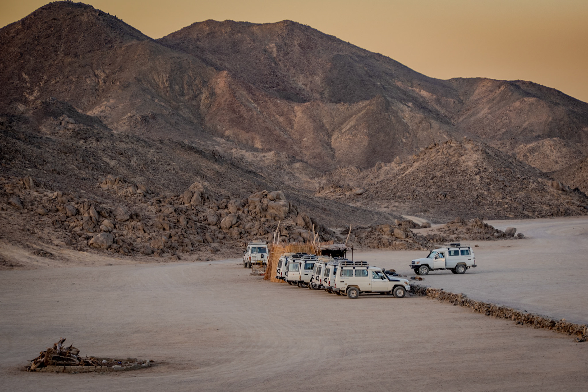 Desert Safari Vehicles parked in the desert