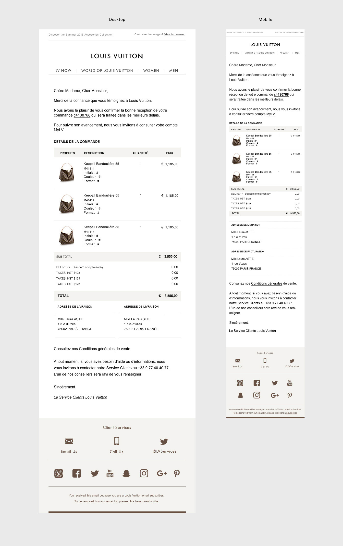 George Gozum - Louis Vuitton (Paris) Responsive Email Templates