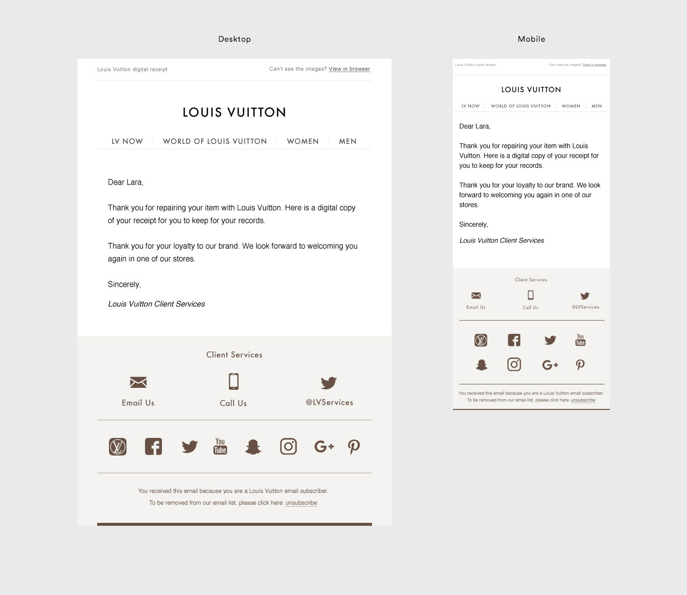 George Gozum - Louis Vuitton (Paris) Responsive Email Templates