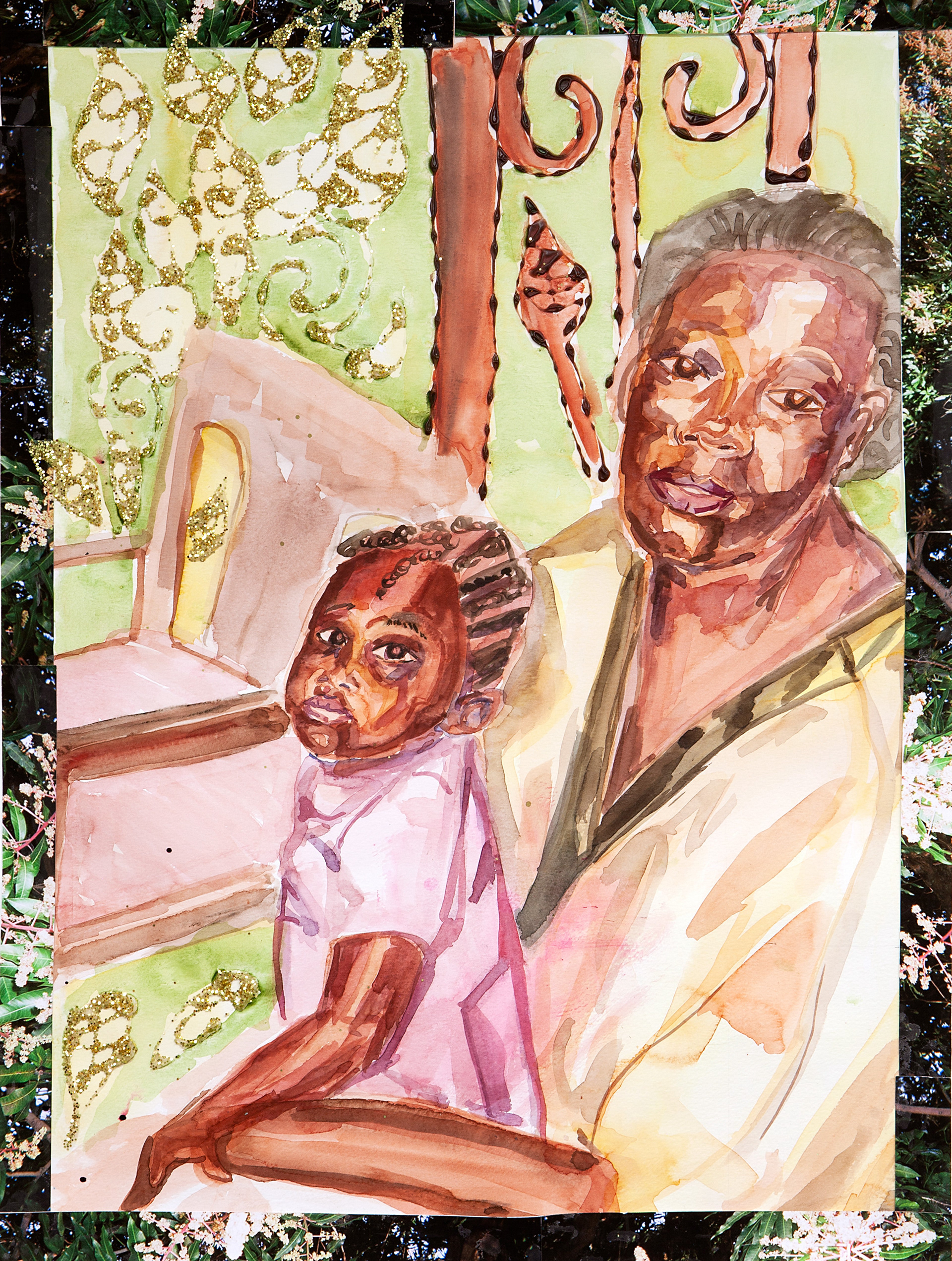 “The Beginning and the Future”, watercolor, ink, and collage on paper, 18x24, 2022, Photographed By Phillip Karp 