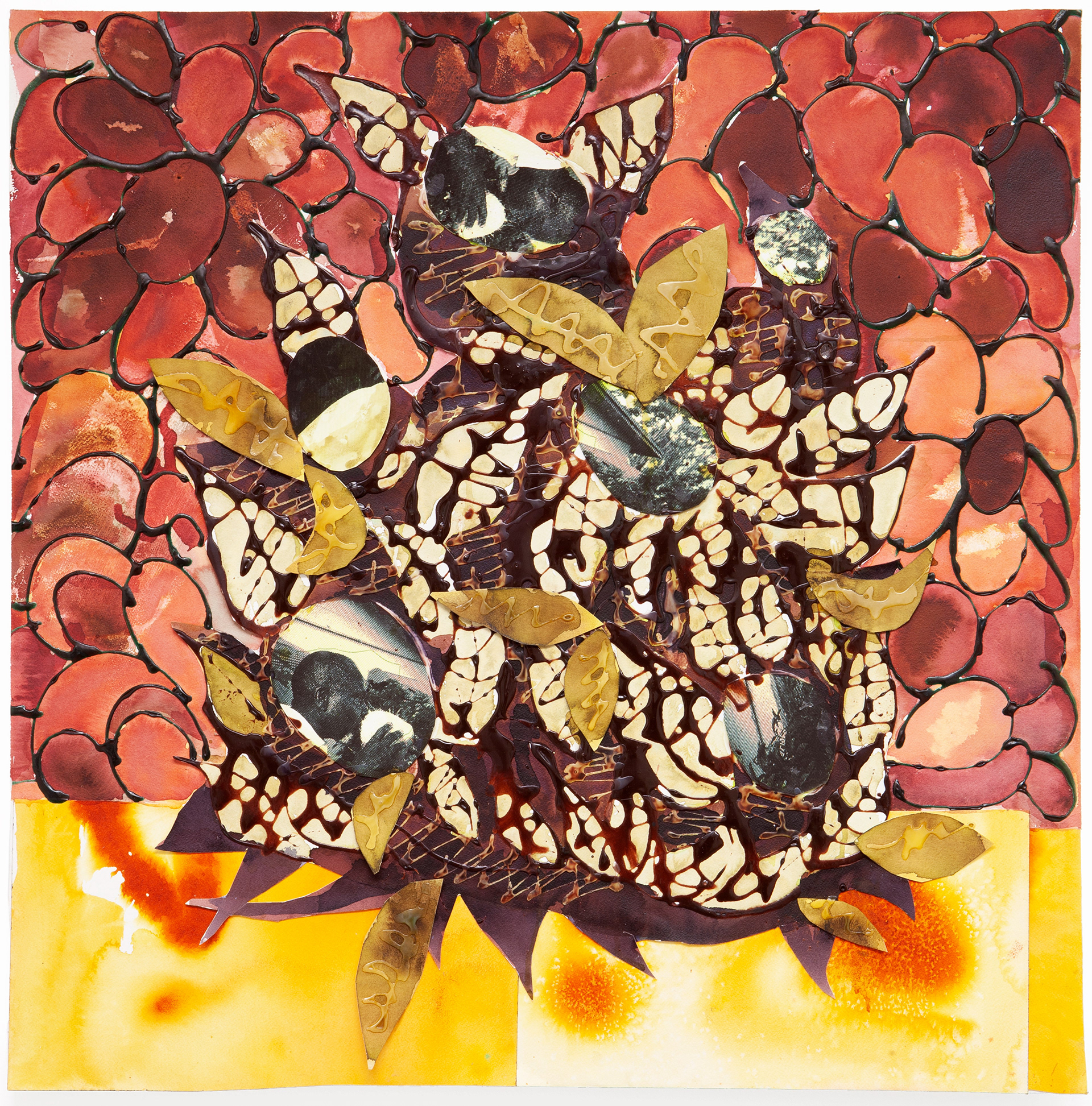 Warmth of the Night  Collage, Archival Glue and Ink Mounted on Canvas 30” x 30” 2022 Photographed by Phillip Karp 