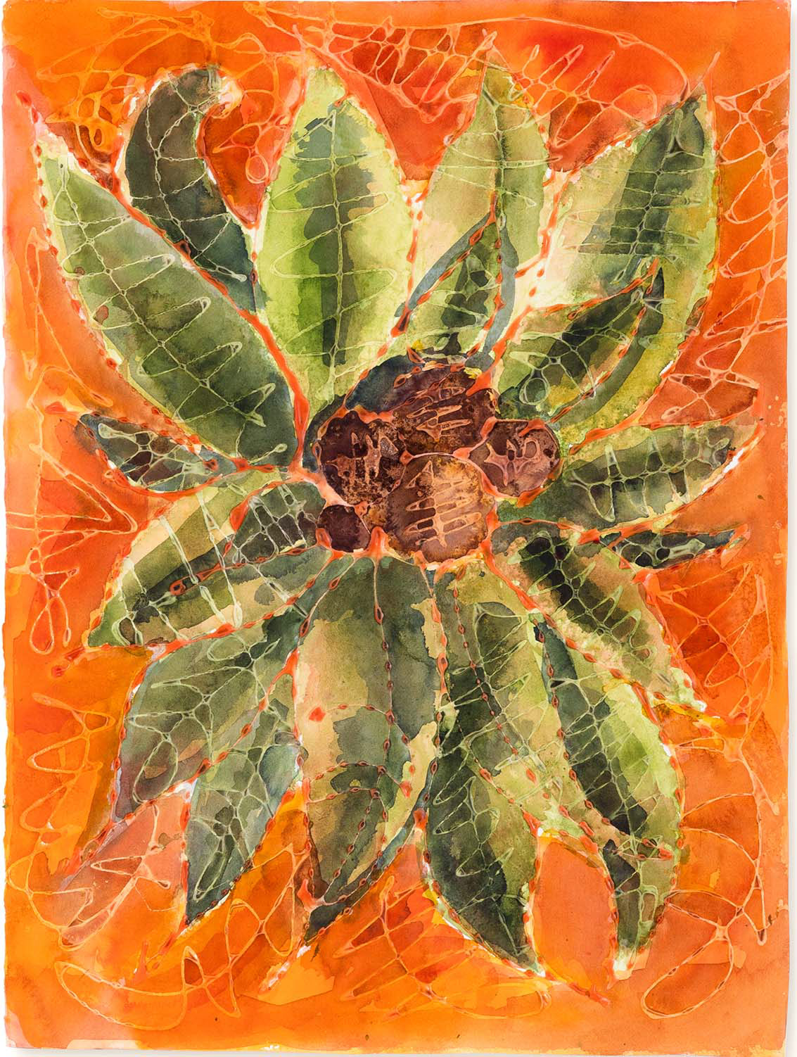  “Swaying Suns #5 (Ginger Tea)” Collage, Archival Glue and Ink on Watercolor Paper  22.5”x 30” 2022 Photographed By Pedro Wazzan