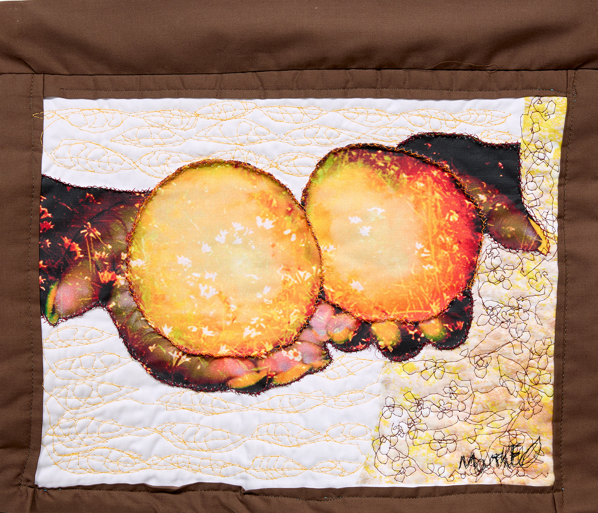 A Season of Sharing # 1  Digital Collage, Hand Sewing and Quilting  14.5” x 16” 2024 